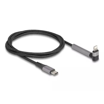 USB Type-C na Lightning nabíjací a dátový kábel s uhlovým konektorom a funkciou stojana, DELOCK 1,5 m, 9 V 3 A (MFi)