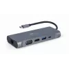 Gembird A-CM-COMBO7-01 dokovacia stanica/port replikátor pre notebook USB 3.2 Gen 1 (3.1 Gen 1) Type-A sivý