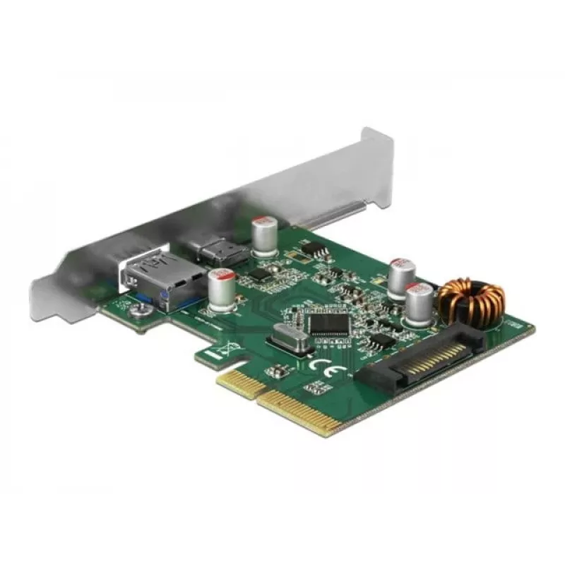 DeLOCK 90299 Karta PCIe x4, 1x USB Type-C + 1x USB Type-A, USB 3.2 Gen 2 (10 Gbps)