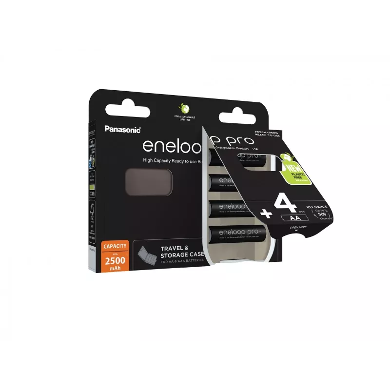 Akumulátory PANASONIC ENELOOP PRO AA 2500 mAh 4 ks + puzdro (BK-3HCDE/4CP+CASE)
