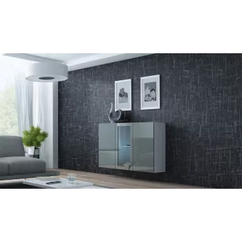 Cama sideboard VIGO 90/120/38 biela/sivá lesklá