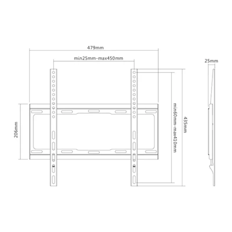 Sunne 32-55-EF pevný nástenný držiak na TV, 32-55 palcov, max. 40 kg, VESA do 400x400, čierny
