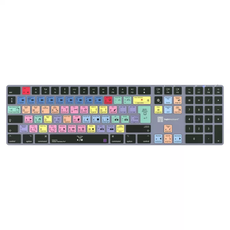LogicKeyboard Titan DE Mac klávesnica pre Adobe Premiere Pro CC — nemecké rozloženie