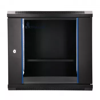 EXTRALINK LITE 9U 530X400 nástenný rack, čierny, s odkladacou policou