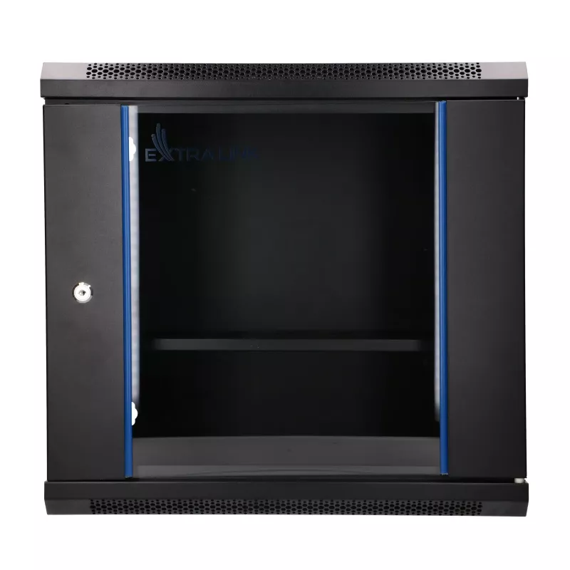 EXTRALINK LITE 9U 530X400 nástenný rack, čierny, s odkladacou policou