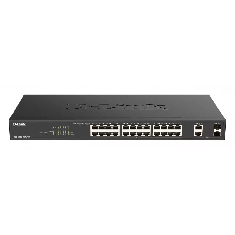 D-Link DGS-1100-26MPV2/E sieťový switch Managed L2 Gigabit Ethernet (10/100/1000) Power over Ethernet (PoE) čierny