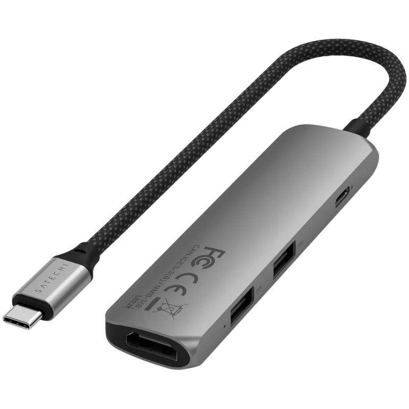 Satechi ST-P4SM rozbočovač USB Type-C 10000 Mbit/s sivý