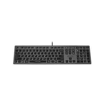 Káblová A4Tech klávesnica FX60H USB QWERTY – Full-Size 100%, podsvietená biela, sivá, USB hub
