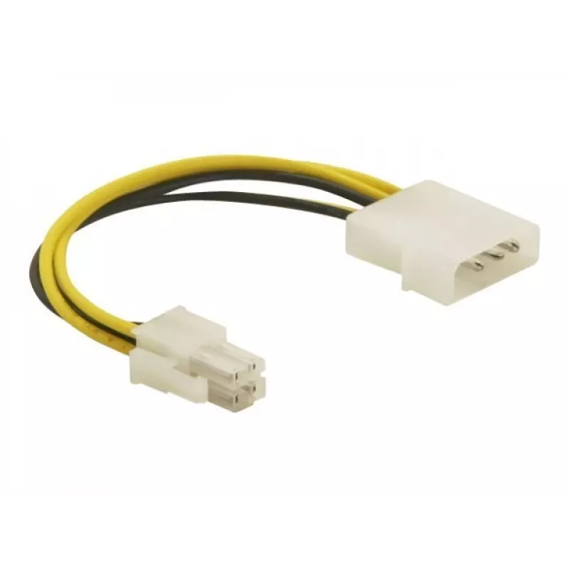 Delock 82391 napájací adaptérový kábel, 4-pinový ATX12V (P4) samec na 4-pinový Molex samec, 0,15 m