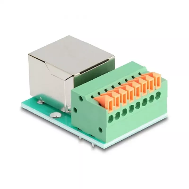 DeLOCK 90652 káblový adaptér RJ45 8-pin svorkovnica zelený strieborný