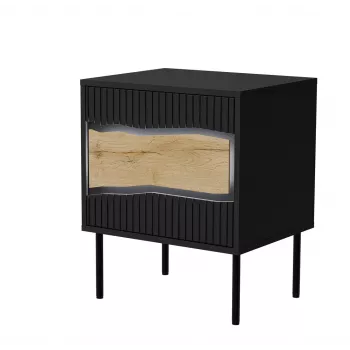 Nočný stolík Cama INSERTO, 2 ks, 50x40x61,5 cm, čierny + LED