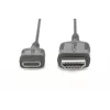 DIGITUS HDMI High Speed Connection Cable – HDMI kábel – HDMI samec na 19 pin mini HDMI Type C samec – 2,0m – dvojitá izolácia – čierna – geform
