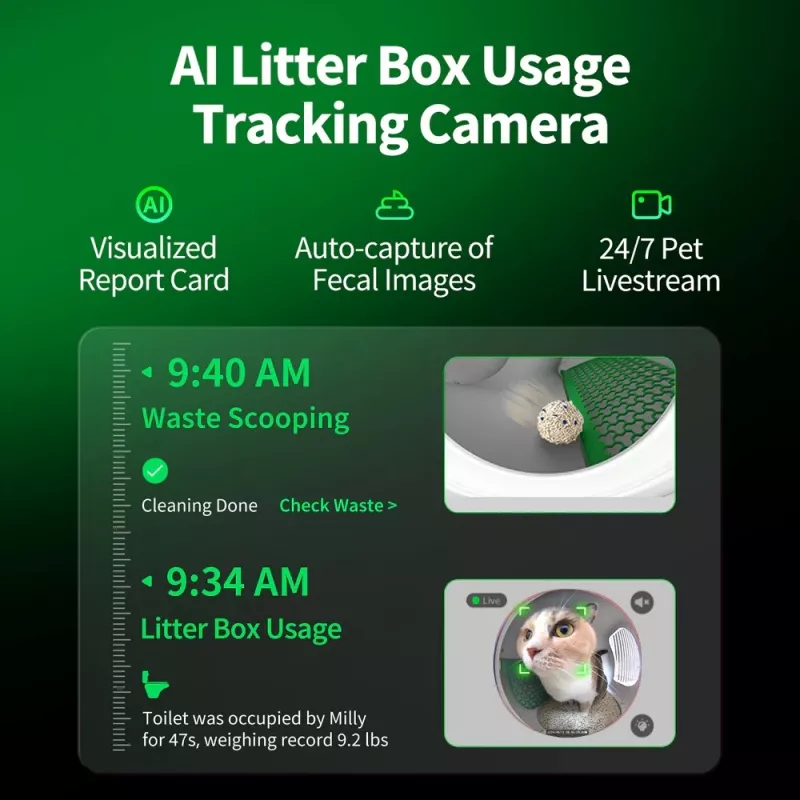Otvorená mačacia toaletná miska PETKIT Purobot Max Pro — biela, 657×538×603 mm, 12-V adaptér