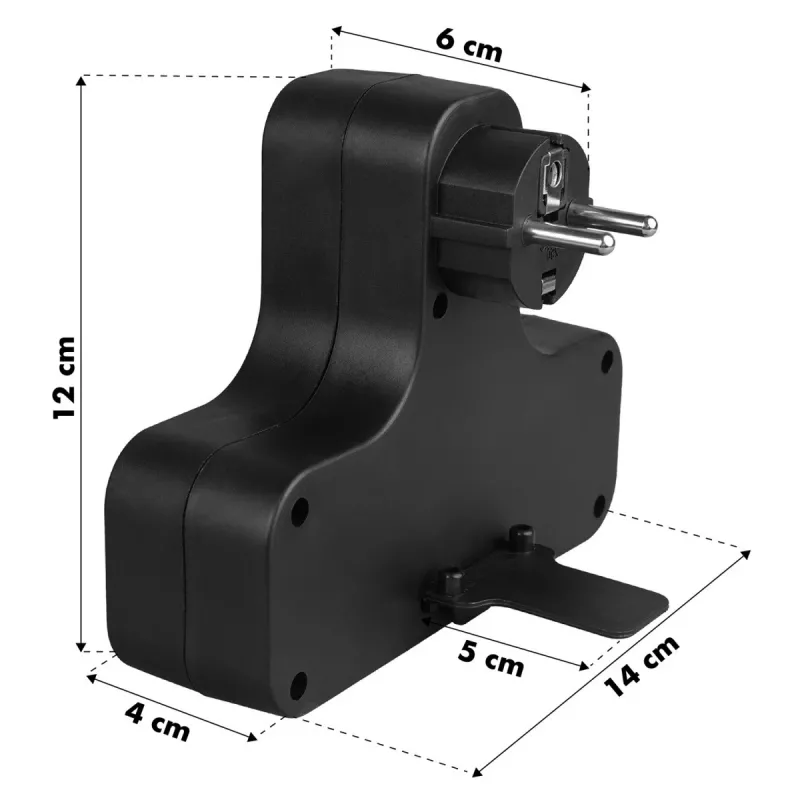 Maclean zásuvka, štvornásobná s vypínačom, stabilizačná nožička, typ E, 2x2,5A, 2x16A, MCE224 E/B