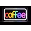 Neónová LED svetelná tabuľa ActiveJet AJE-NEON COFFEE, viacfarebná, USB 5V, povrchová montáž, rám z AS plastu