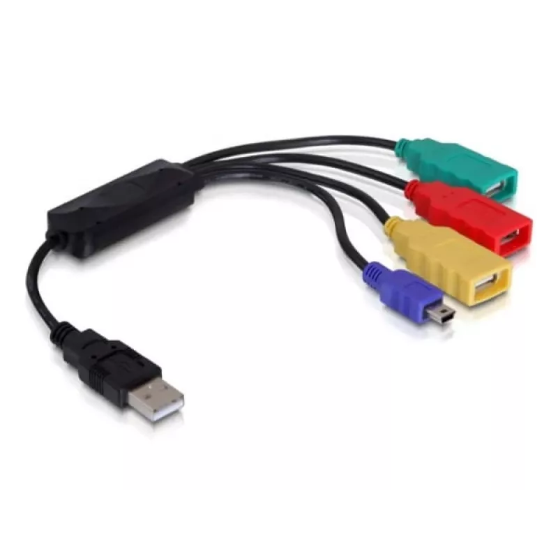 DeLock USB2.0 externý 4-port káblový HUB - hub - 4 x USB2.0 - desktop (61724)