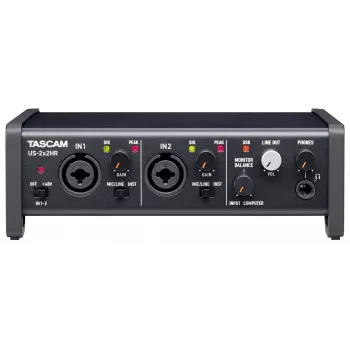 Audio rozhranie Tascam US-2X2HR, 2 x XLR/Combo vstupy, 192 kHz, USB 2.0, MIDI In/Out, desktop, čierne