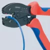 Krimpovacie kliešte Knipex PreciForce model 975236 SB — izolované rukoväte v čiernej, modrej a červenej
