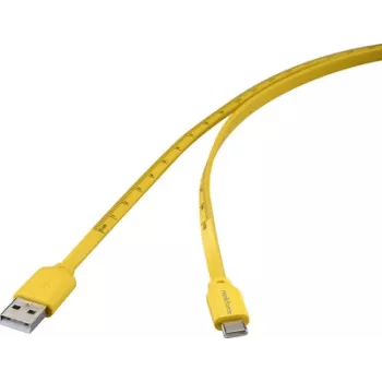 Renkforce USB kábel USB 2.0 USB-C konektor samec USB-A konektor samec žltá metrické označenie (RF-6721076)
