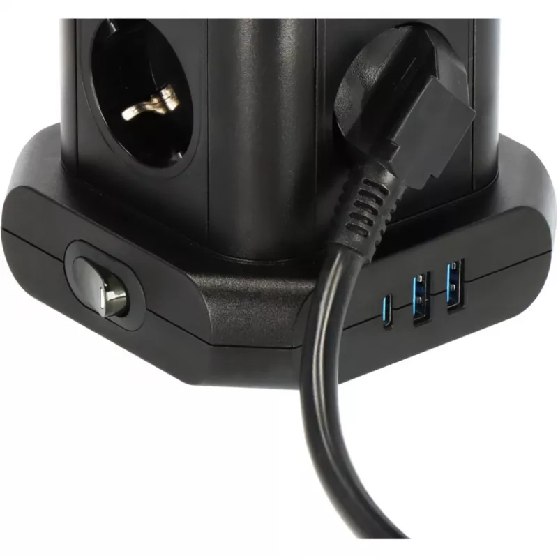 Zásuvková veža Brennenstuhl 1153560010 — 8 zásuviek, 2×USB-A, 1×USB-C, čierna