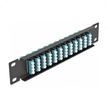 Optický patch panel DeLOCK 10 inch 12 portov LC Quad aqua 1U čierna