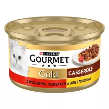 Mokré krmivo pre mačky Gourmet (Purina) Gold 85 g – dospelé, hovädzie a kuracie