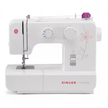 SINGER automatický šijací stroj Promise 1412 — elektrický, 12 vstavaných stehov, otočný volič, biela