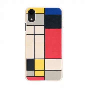 Puzdro na smartphone man and wood pre iPhone XR – drevená zadná strana, biely rám