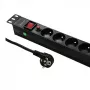 Qoltec 53996 predlžovacia zásuvka pre RACK 19 | 1U | 16A | PDU | 8xFRANZÚZSKA | 2m