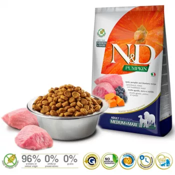 FARMINA N&D Pumpkin Lamb&Blueberry Adult Medium & Maxi - suché krmivo pre psy - 12 kg