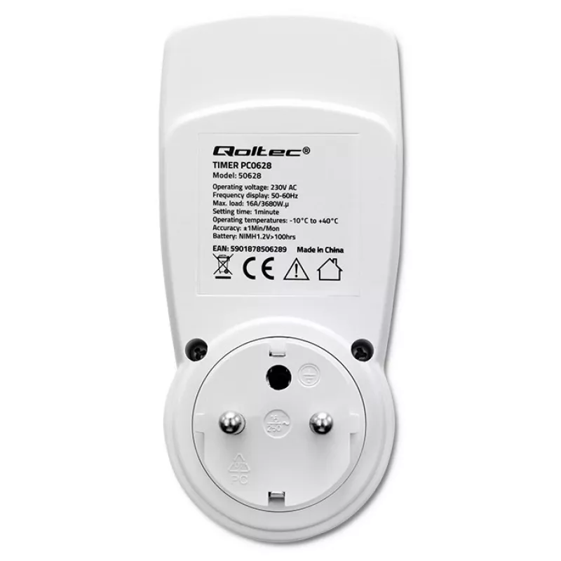 Elektronický časovač QOLTEC PC0628 s LCD displejom, 24-hodinové odpočítavanie