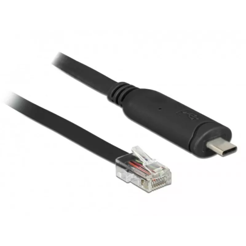 DeLock - sériový adaptér - USB-C - RS-232 x 1 - čierny (63912)