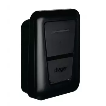 Nástenná nabíjacia stanica pre EV Hager witty one 11 kW 3-fázová s konektorom Type-2, RFID, Bluetooth, 4,5 m kábel, IP55, IK10