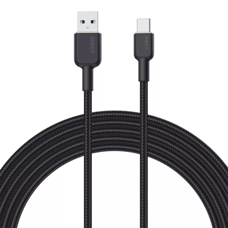 Kábel USB-A na USB-C Aukey CB-NAC1, 1 m, pletený nylon, USB PD 60 W, USB 2.0