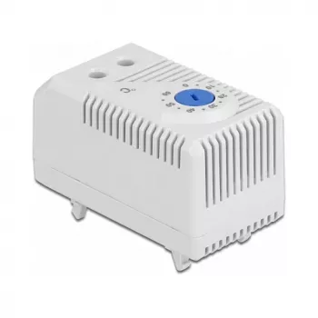 Termostat DELOCK 66823, plastové puzdro IP20, 30 W, 250 V, 10 A, 43×60×33 mm, modrá/sivá