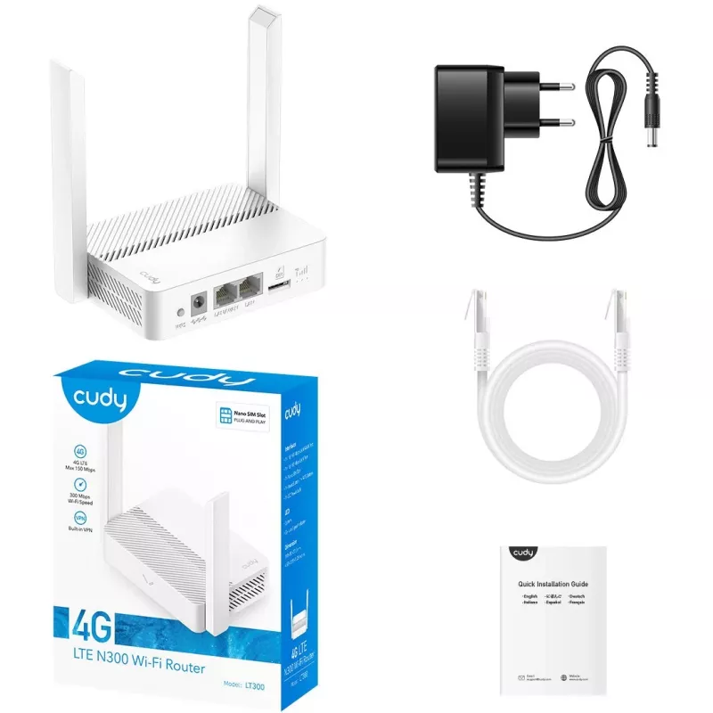 Cudy LT300 bezdrôtový router Fast Ethernet Single-Band (2,4 GHz) 4G biely