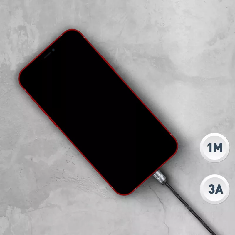 Kábel USB na Lightning Tellur TLL155761, 1 m, 3 A, čierny