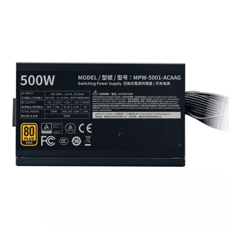 Cooler Master MPW-5001-ACAAG-NL GOLD Bulk, ATX, 500W, 80 PLUS GOLD, 120mm, HDB, čierna