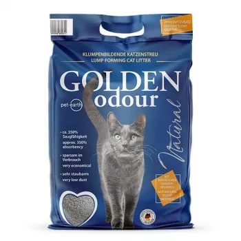 Mačacia podstielka Golden Grey 7 kg — hrudkujúca bentonitová mačacia podstielka, bezprašná, odstraňuje zápach
