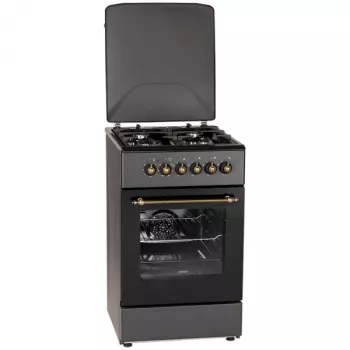 Plynovo-elektrický sporák MPM MPM-56-KRM-13, 4 varné zóny, elektrická rúra 58 l, mechanické otočné gombíky, čierna