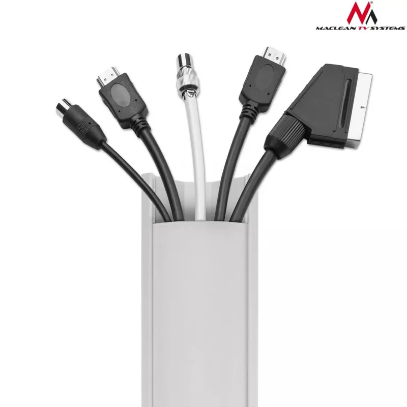 Maclean MCTV-575 podlahový kryt na káble, 1,5 m, 43 x 23 mm, výška 23–32 mm, biely, s lepiacou páskou