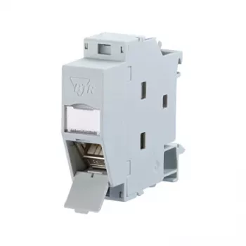 Metz Connect REGplus IP20 C6A modul 180°M - DIN zásuvka pre montáž na lištu - RJ-45 - svetlosivá (130B117003-E)
