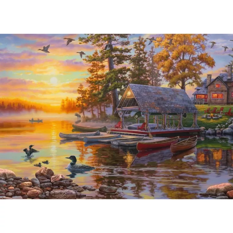 1000-dielne puzzle schmidt spiele Darrell Bush Boathouse with Canoes, 1000 dielov