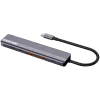 USB Type-C hub CANYON DS-17 — HDMI, USB 3.2 Gen 1 A, USB-C, MicroSD, 10000 Mbit/s, sivý