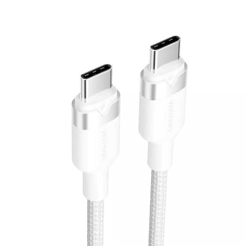 Kábel USB-C na USB-C Vention TRDWF — 1 m, USB 2.0, 60 W Power Delivery, 3 A, biely