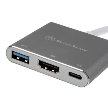 SilverStone SST-EP08C - USB 3.1 Type-C adaptér na HDMI/USB Type C/USB Type A - strieborný