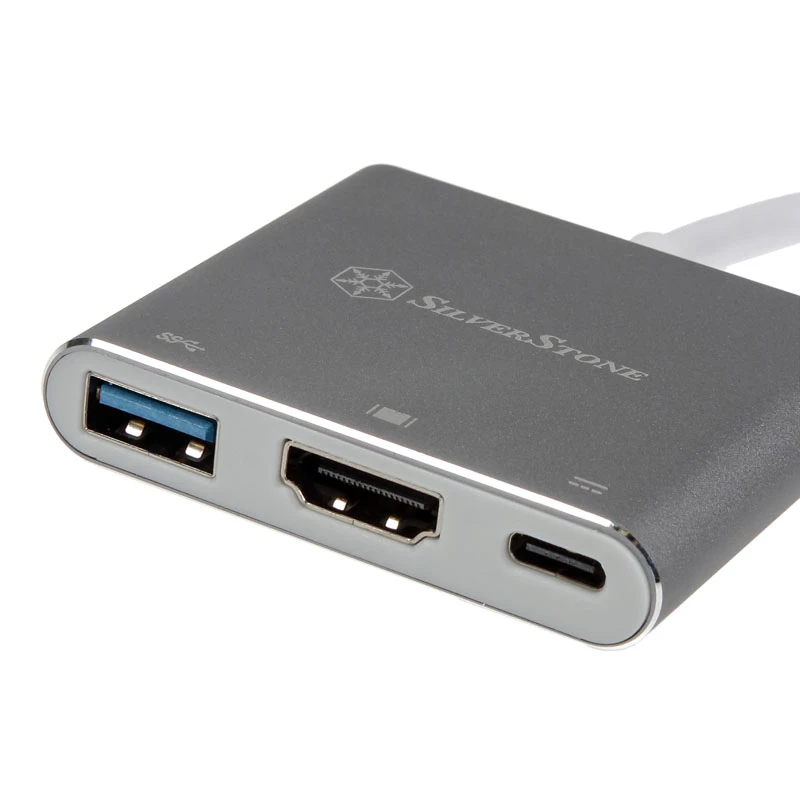 SilverStone SST-EP08C - USB 3.1 Type-C adaptér na HDMI/USB Type C/USB Type A - strieborný