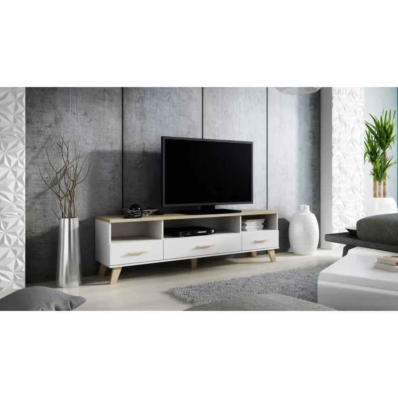 Cama RTV stojan LOTTA 180cm biely + sonoma dub