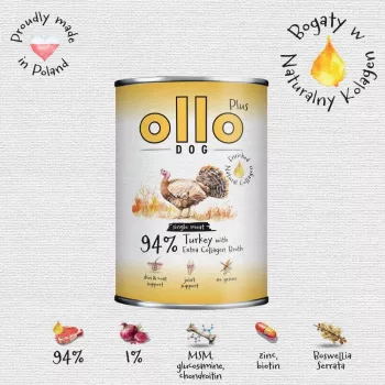 Ollo Plus kolagén morčacie 400g konzerva pre psov