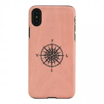 Puzdro na smartphone man and wood pre iPhone X/XS, čierna, ochranné puzdro s detailom kompasu